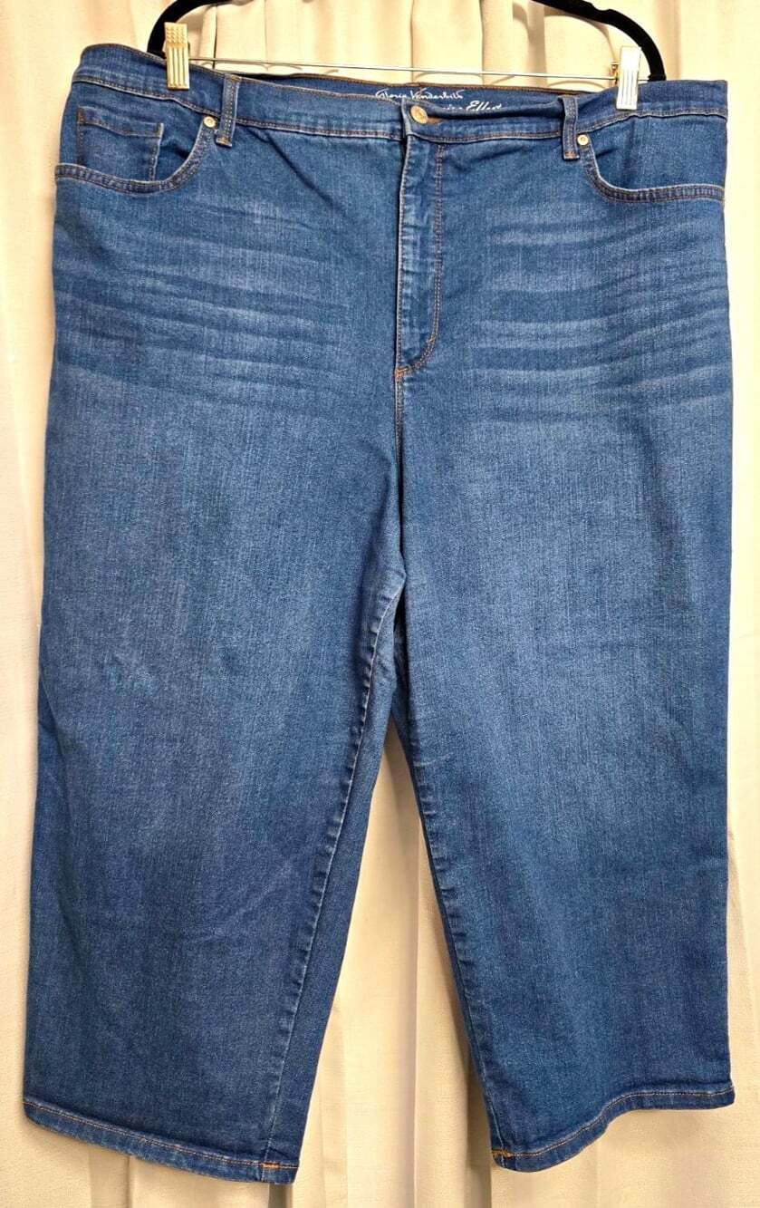 Gloria Vanderbilt Women Plus Size 24 Blue Denim Capri Jeans Stretch 5-Pocket